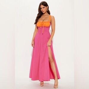 Fashion Nova Catalina Poplin Maxi Dress - Pink/combo